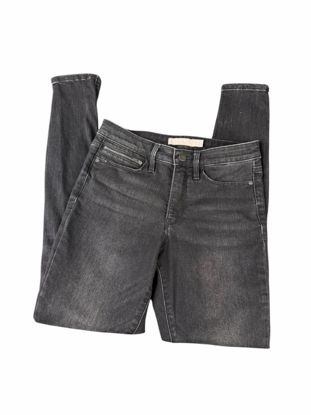 Athleta Sculptek Skinny Jeans Faded Black Gray Wash Ankle Zip Size 2